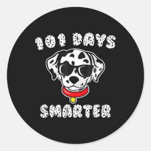 Happy 101 Days Schule Niedlich Hund über 100 Tage Runder Aufkleber