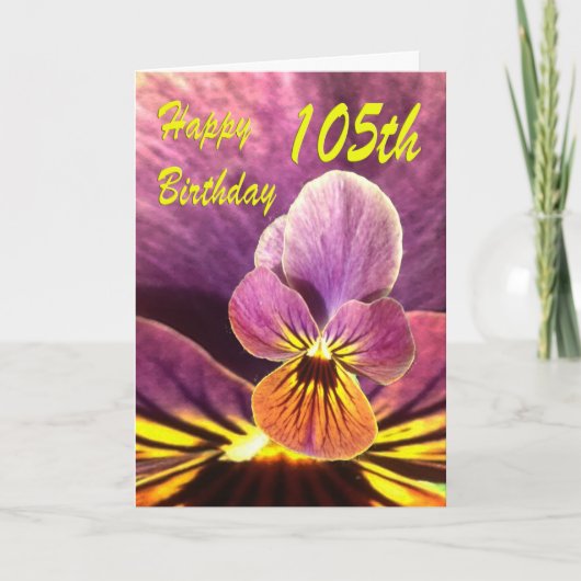 Happy 105. Geburtstag Blume Pansy Karte (Vorderseite)