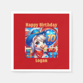 Happy 10-jähriges Cowboy Pony Serviette