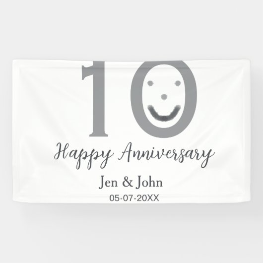 Happy 10. Jubiläum Datum grau kühn emoji Banner (Horizontal)