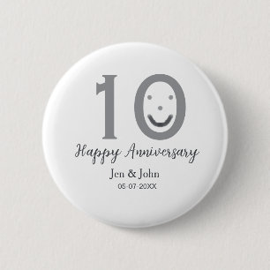 Happy 10. Jubiläum Datum grau kühn emoji Button