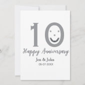 Happy 10. Jubiläum Datum grau kühn emoji Einladung (Rückseite)