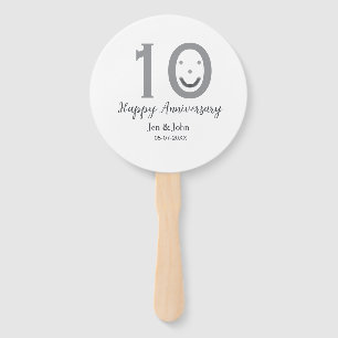 Happy 10. Jubiläum Datum grau kühn emoji Fächer