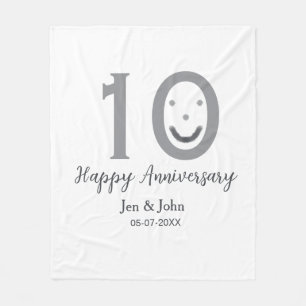 Happy 10. Jubiläum Datum grau kühn emoji Fleecedecke
