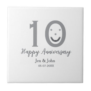 Happy 10. Jubiläum Datum grau kühn emoji Fliese