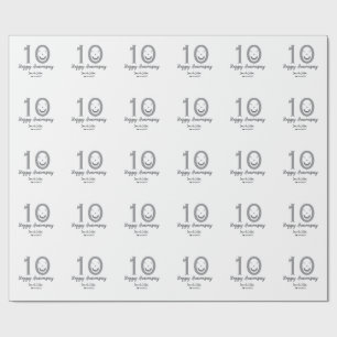 Happy 10. Jubiläum Datum grau kühn emoji Geschenkpapier