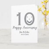 Happy 10. Jubiläum Datum grau kühn emoji Karte (Gelbe Blume)