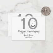 Happy 10. Jubiläum Datum grau kühn emoji Mitteilungskarte (Vorderseite/Rückseite Beispiel)