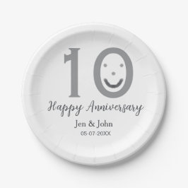 Happy 10. Jubiläum Datum grau kühn emoji Pappteller