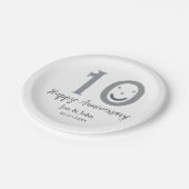 Happy 10. Jubiläum Datum grau kühn emoji Pappteller (Schrägansicht)