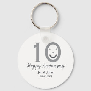 Happy 10. Jubiläum Datum grau kühn emoji Schlüsselanhänger