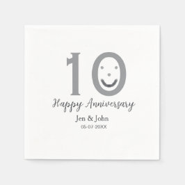 Happy 10. Jubiläum Datum grau kühn emoji Serviette