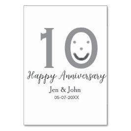 Happy 10. Jubiläum Datum grau kühn emoji Tischnummer