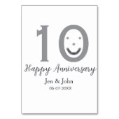 Happy 10. Jubiläum Datum grau kühn emoji Tischnummer (Rückseite)