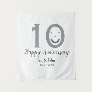 Happy 10. Jubiläum Datum grau kühn emoji Wandteppich