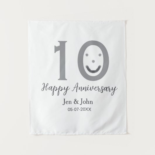 Happy 10. Jubiläum Datum grau kühn emoji Wandteppich (Vorderseite)