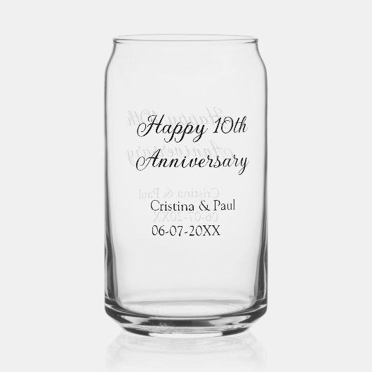 Happy 10. Jubiläum einfache minimale Hochzeitsbeze Dosenglas (Vorderseite)