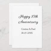 Happy 10. Jubiläum einfache minimale Hochzeitsbeze Feiertagskarte (Vorne/Hinten)