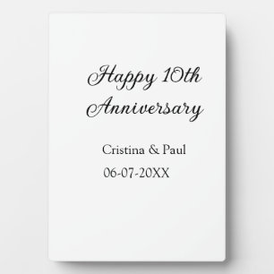 Happy 10. Jubiläum einfache minimale Hochzeitsbeze Fotoplatte