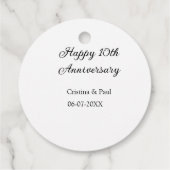 Happy 10. Jubiläum einfache minimale Hochzeitsbeze Geschenkanhänger (Rückseite)