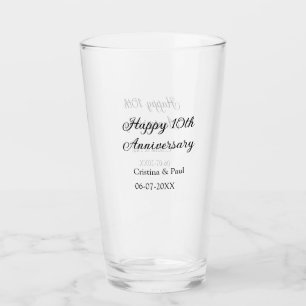 Happy 10. Jubiläum einfache minimale Hochzeitsbeze Glas