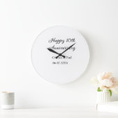 Happy 10. Jubiläum einfache minimale Hochzeitsbeze Große Wanduhr (Zuhause)