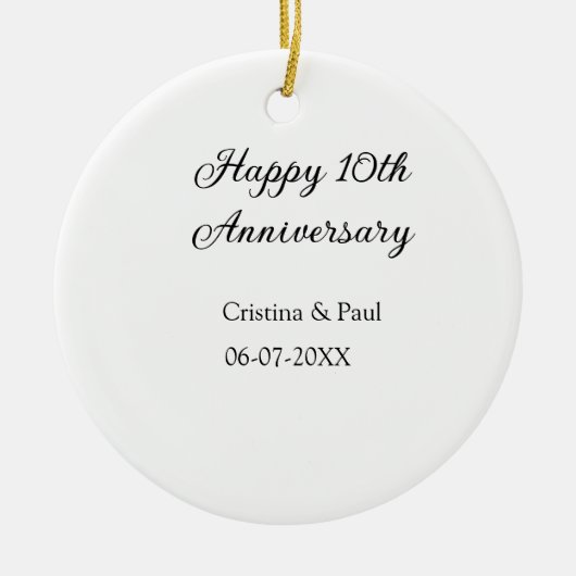 Happy 10. Jubiläum einfache minimale Hochzeitsbeze Keramik Ornament (Vorne)