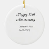 Happy 10. Jubiläum einfache minimale Hochzeitsbeze Keramik Ornament (Hinten)
