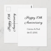 Happy 10. Jubiläum einfache minimale Hochzeitsbeze Postkarte (Vorne/Hinten)