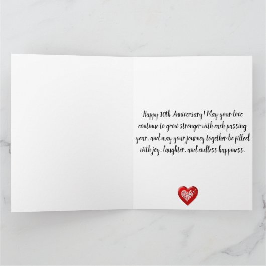 Happy 10. Jubiläum Elegant Boho Balloon Blue Karte (Innenseite)