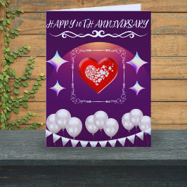 Happy 10. Jubiläum Elegant Boho Balloon Blue Karte