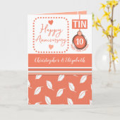 Happy 10. Jubiläum Zinn hinzufügen Namen Korallen Karte (Gelbe Blume)