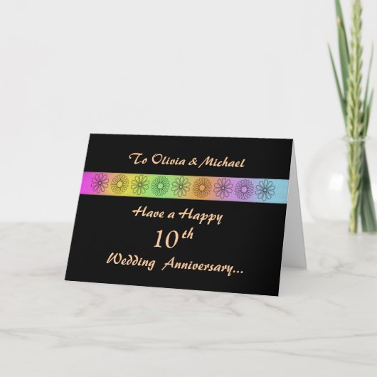 Happy 10 th Customizable Anniversary Card Karte (Vorderseite)