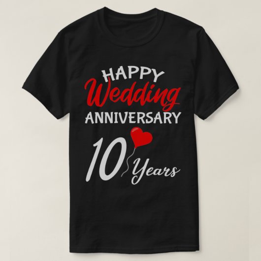 Happy 10. Wedding Jubiläum Herz Ihm Ihr Coupl T-Shirt (Design vorne)
