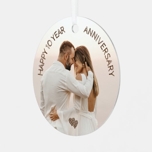 Happy 10 Years Anniversary Custom Ornament Aus Metall (Vorderseite links)