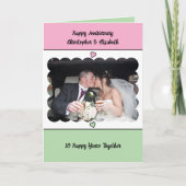 Happy 10th Anniversary add name pink green Karte (Vorderseite)