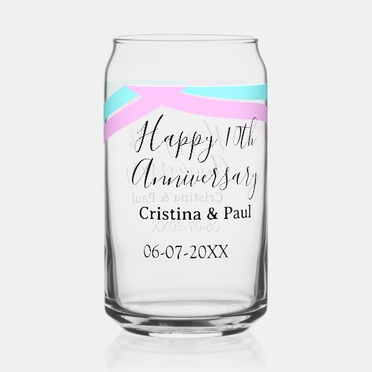 Happy 10th anniversary simple minimal wedding name dosenglas (Vorderseite)
