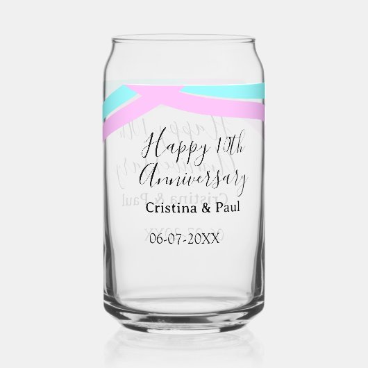 Happy 10th anniversary simple minimal wedding name dosenglas (Rückseite)
