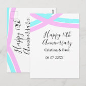 Happy 10th anniversary simple minimal wedding name postkarte (Vorne/Hinten)