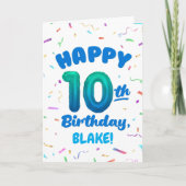 Happy 10th Birthday Card with Custom Name Karte (Vorderseite)