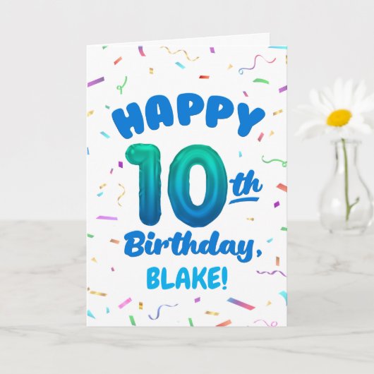 Happy 10th Birthday Card with Custom Name Karte (Kleine Pflanze)
