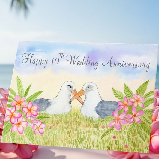 Happy 10th Wedding Anniversary Laysan Albatross Karte