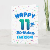 Happy 11th Birthday Card with Custom Name Karte (Vorderseite)