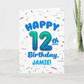 Happy 12th Birthday Card with Custom Name Karte (Vorderseite)