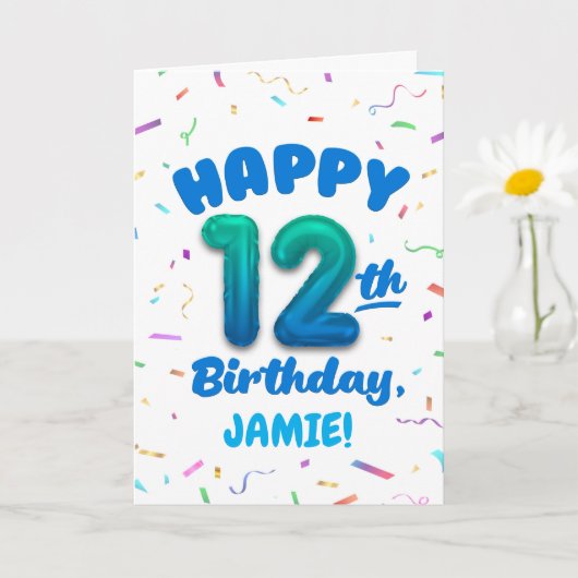 Happy 12th Birthday Card with Custom Name Karte (Kleine Pflanze)