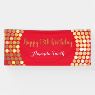 Happy 13. Geburtstag Banner Navy Blue Gold Glitzer