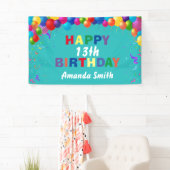 Happy 13. Geburtstag Bunte Balloons Aquamarin Banner (Insitu)