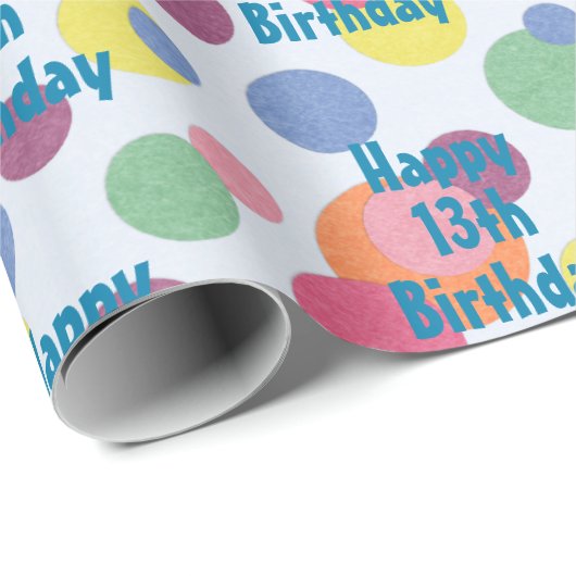 Happy 13. Geburtstag Circles Umschlagpapier Geschenkpapier (Rolleneckpunkt)