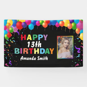 Happy 13. Geburtstag farbenfrohe Balloons Confetti Banner
