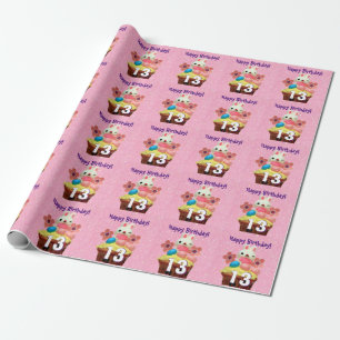 Happy 13. Geburtstag Hasen Kuchen Packpapier